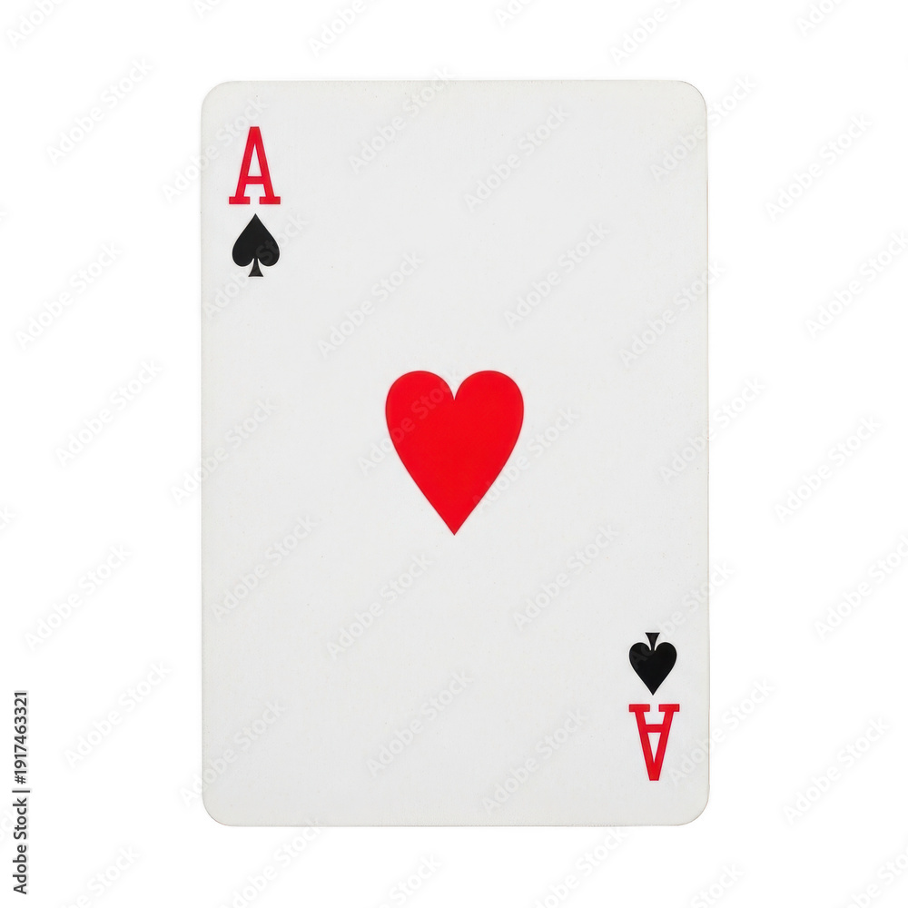 Obraz premium A playing card with an ace of hearts on transparent background