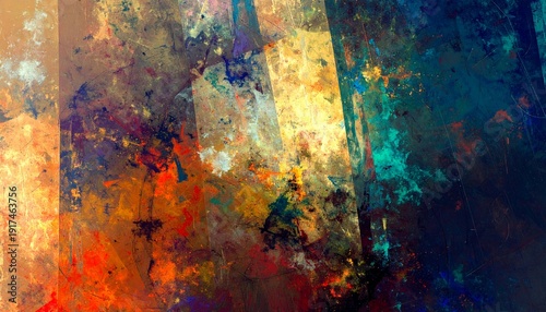 Abstract oil painting texture with vibrant color splashes
