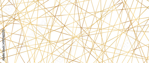 Modern abstract pattern with straight golden lines creating seamless geometric background texture vector illustration. Clean linear design with chaotic outline elements for contemporary projects.