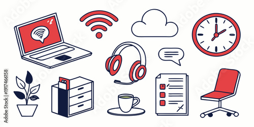 Modern office tools and devices for efficient work and communication