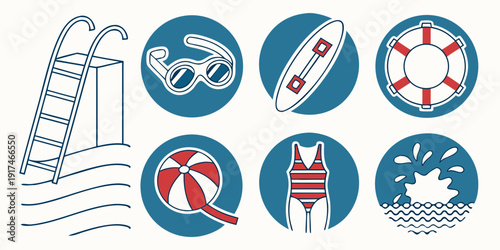 A collection of icons representing various water sports and activities