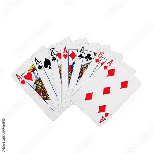 A fan of playing cards on a transparent background