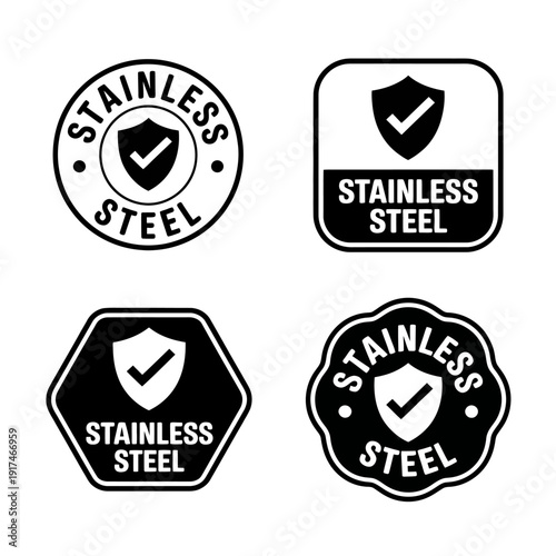 Stainless steel quality guarantee labels and badges collection