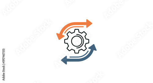 Gear icon with circular arrows symbol.