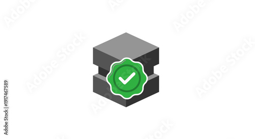 Green Check Mark on Cube Icon.