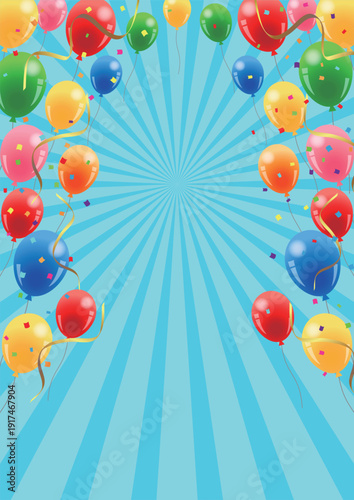バルーン集中背景、かわいい、縦
