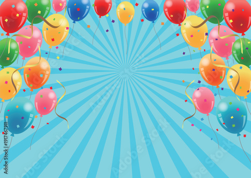 バルーン集中背景、かわいい、横