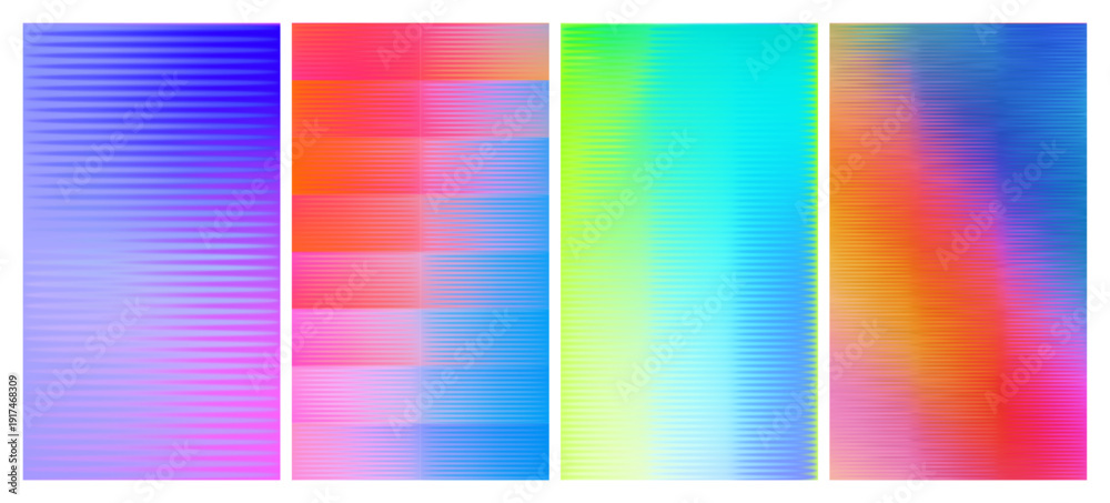 Fototapeta premium Set of ribbed glass texture backgrounds