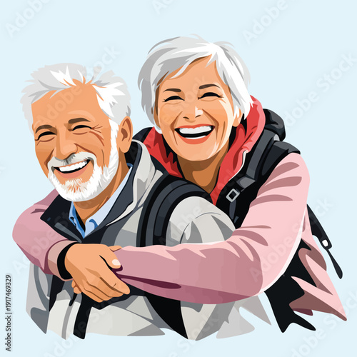 069-01-Happy senior couple embracing, sharing a laugh and enjoying life
