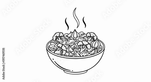 A steaming bowl of pasta with broccoli and garlic