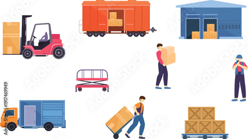 Global Logistics and Delivery Service Icons