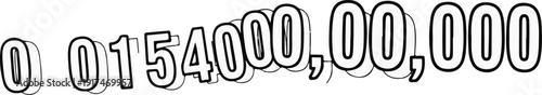 A string of large, outlined numbers, 0154000000000, appear in a cartoonish font