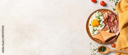 Plate with tasty fried egg,...
