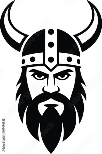 A black and white illustration of a viking warrior Vector