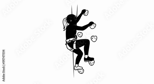 A young person in silhouette climbs an indoor rock wall using holds