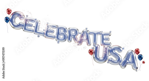 Celebrate USA patriotic balloon isolated on transparent background