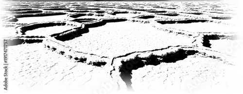 Abstract aerial view of cracked earth or dry mineral formations