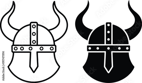 A pair of viking helmets with horns Vector