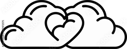 Abstract line art of two clouds forming a heart shape