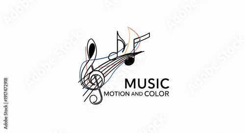 Abstract musical notes and lines create a dynamic visual symphony