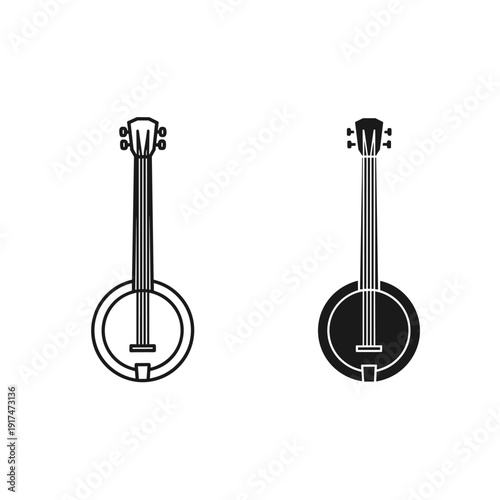 Two banjos in black and white Vector