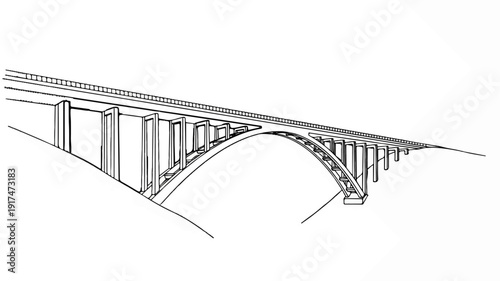Arch bridge spans across a valley, showcasing engineering and design