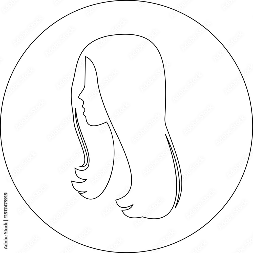 Obraz premium This icon presents a refined of female profile showcasing a variety classic hairstyles. Each design the graceful outline of a woman’s head, emphasizing the natural flow, volume, and movement of hair.