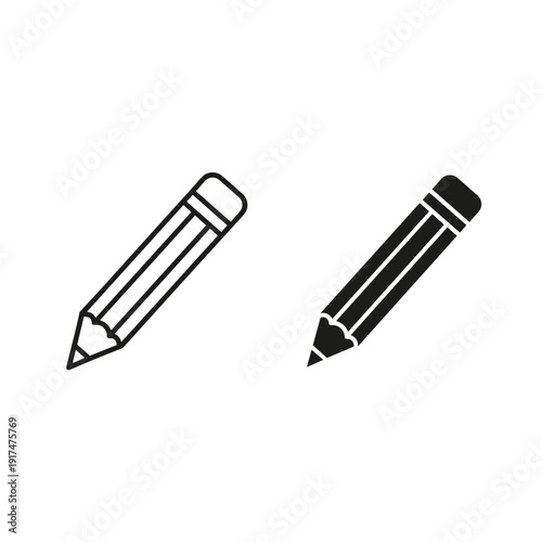 Two simple line drawings of pencils Vector