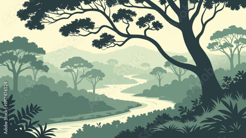 Tropical Rainforest Canopy Vector