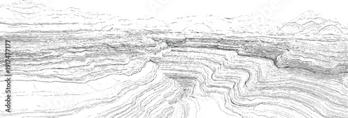Detailed grayscale topographic map of layered mountain ranges and deep canyons landscape topography terrain