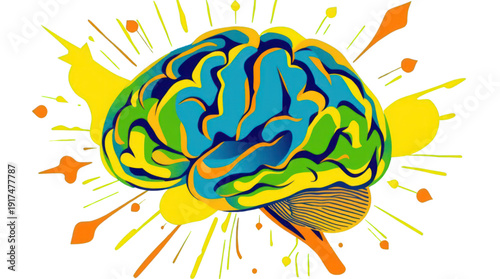 Brain Colorful Abstract Illustration Representing Creativity and Mental Processes