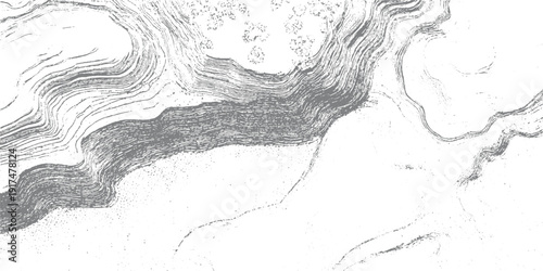 Abstract grey and white textured brush strokes forming organic shapes and patterns