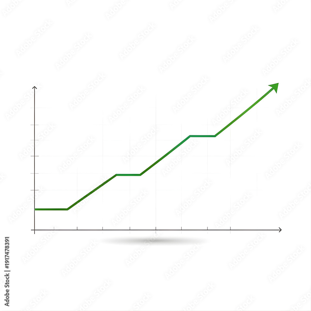 Obraz premium Growth Chart Illustration Upward Trending Graph Minimalist Line Design Green Professional
