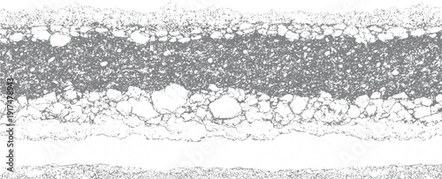 Grayscale abstract pattern of layered stones and gravel with textured granular detail white