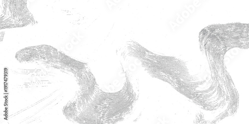 Monochrome abstract swirling lines and dots forming organic shapes on white background black grey