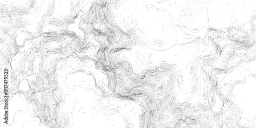 Detailed grey contour lines on white background representing topographic map elevation changes