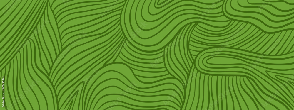 Fototapeta premium Organic farm background. Wavy vineyard field rows pattern for wine packaging and eco design.