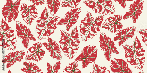 Hand-drawn abstract Monstera deliciosa pattern, seamless floral design, suitable for fabrics, textiles, clothing, posters, covers, banners, and backgrounds. Vector graphic.