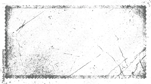 Distressed grey postage stamp frame with textured speckles and scratches grunge vintage