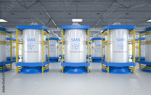 Foto Group of smr or small modular nuclear reactors power plant