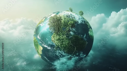 Rotating Earth with Clouds and Atmosphere.