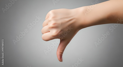 Hand Showing Thumbs Down Sign for Dislike Disapproval or Negative Feedback