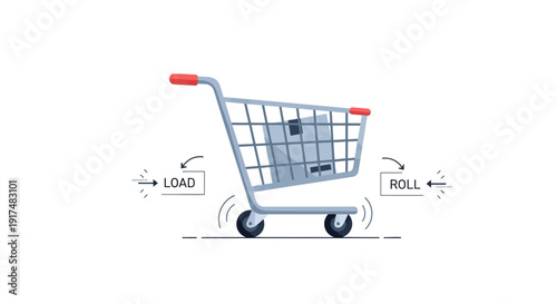 Shopping Cart with Loading and Rolling Indicators for Online Shopping