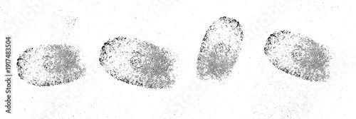 Grungy Ink Fingerprint Vector Collection, Abstract Rough Dirty Texture Design, Identity Pattern Background Bundle.