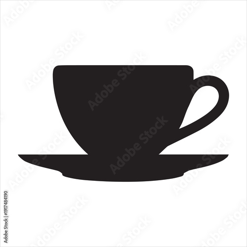 Coffee cup with saucer Vector, Silhouette, Illustration