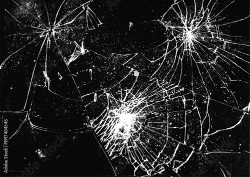 Broken glass window. Isolated realistic cracked glass effect	