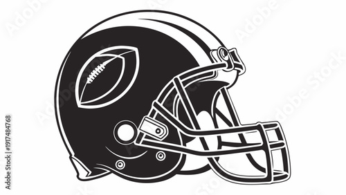 American football helmet with football graphic on side
