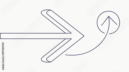 Modern arrow icon pointing to the right with curved line
