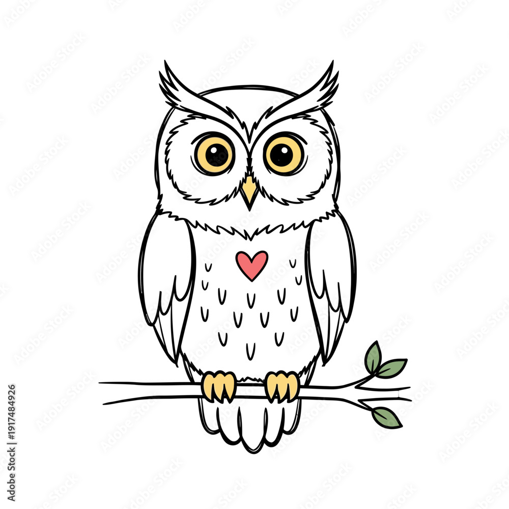 Obraz premium White Owl Sitting on Branch.