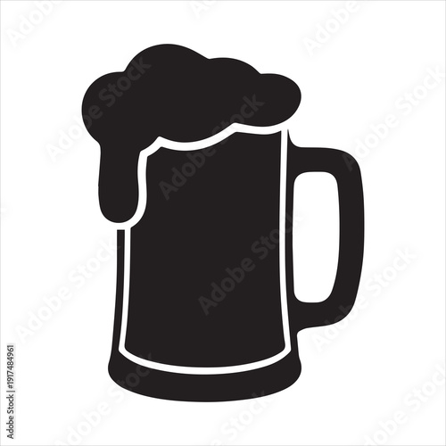 Beer mug Vector, Silhouette, Illustration